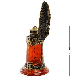 Народные промыслы AM-1881 Фигурка «Чернильница Маяк» (латунь, янтарь)