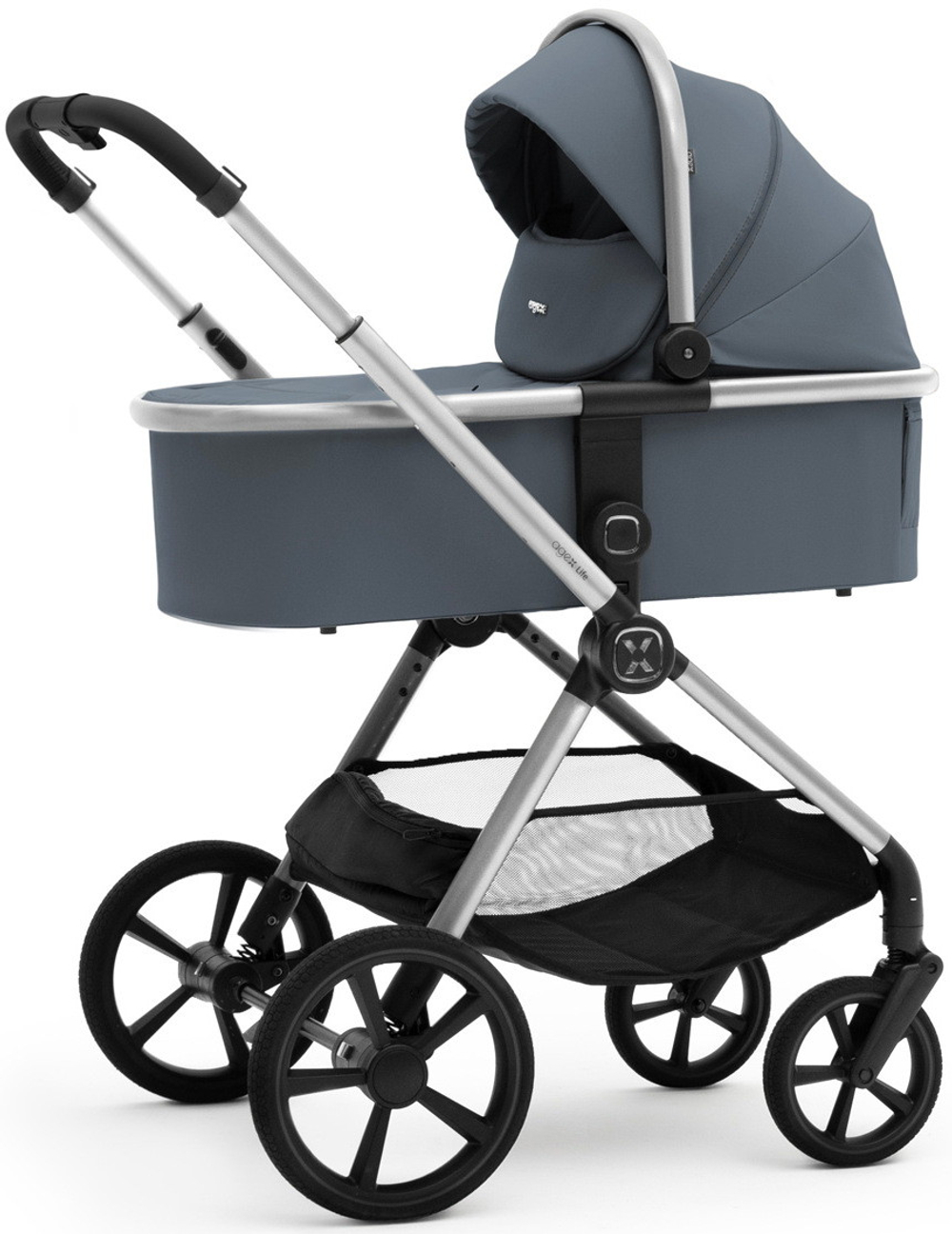 Коляска Agex Life 3 в 1 хромированная рама с автокреслом i-Safe Black ALG590 Chrome Grey (Серый)