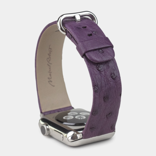 Ремешок для Apple Watch 40/41/42 mm из кожи страуса, фиолетового цвета