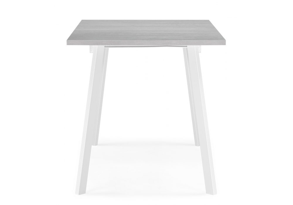 Стол деревянный Woodville Колон Лофт 120(160)х75 бетон светлый, белый матовый, ножки белые