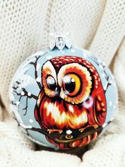 Елочный шар Лесная совушка 10 см., Коломеев (КУ-100-204152)