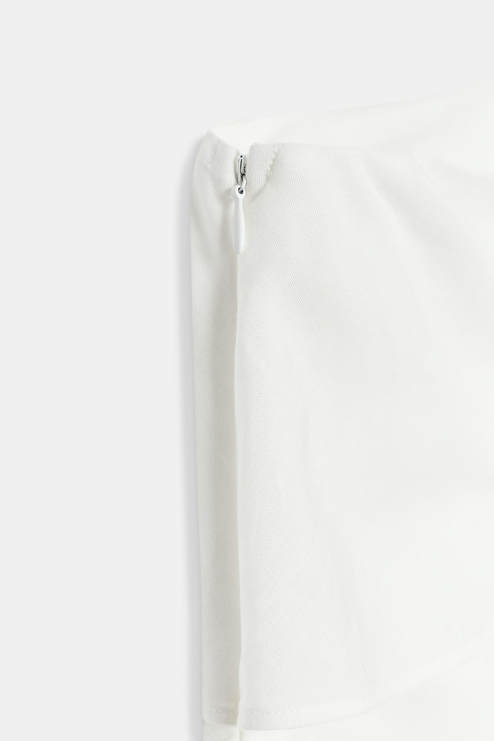 ZARA АСИММЕТРИЧНОЕ ПЛАТЬЕ С ВОЛАНАМИ ИЗ СМЕСОВОГО ЛЬНА — ZW COLLECTION, ЖЕЛТОВАТО-БЕЛЫЙ