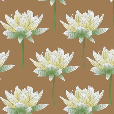 Lotus floral design khaki background