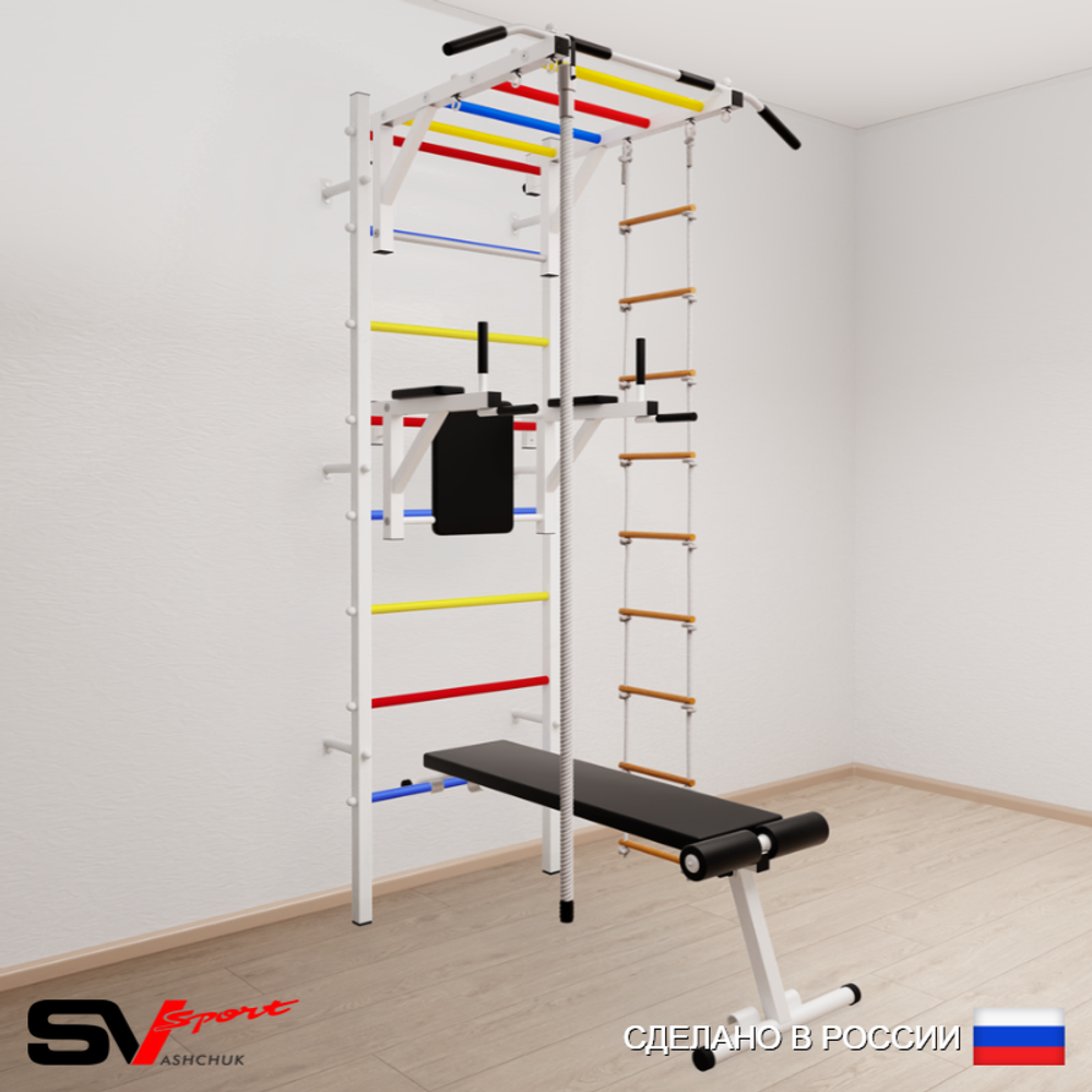 Шведская стенка Sv Sport усиленная 655 (Турник рукоход/Брусья/Скамья/Канат/Лестница)