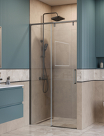 Душевая дверь шириной 120см BelBagno SOFT_CLOSE-1-BF-1-120-C-GM профиль оружейная сталь, стекло прозрачное