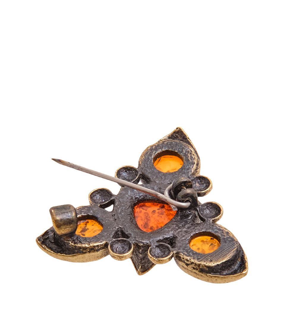 AM-3426 Брошь «Готика Трио» (латунь, янтарь)
