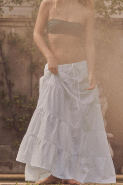 ZARA ДЛИННАЯ ЯРУСНАЯ ЮБКА, ЖЕЛТОВАТО-БЕЛЫЙ