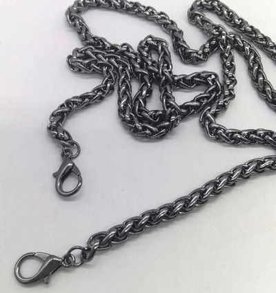 Цепочка для сумки с карабинами, ш. 7 мм, L 120 см, тёмный никель
