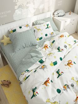 Постельное белье перкаль Сказка "Корней/Корней (компаньон)" 2-спальное Наволочка 50х70 см 2 шт Простынь 240x215 см Пододеяльник 175x215 см