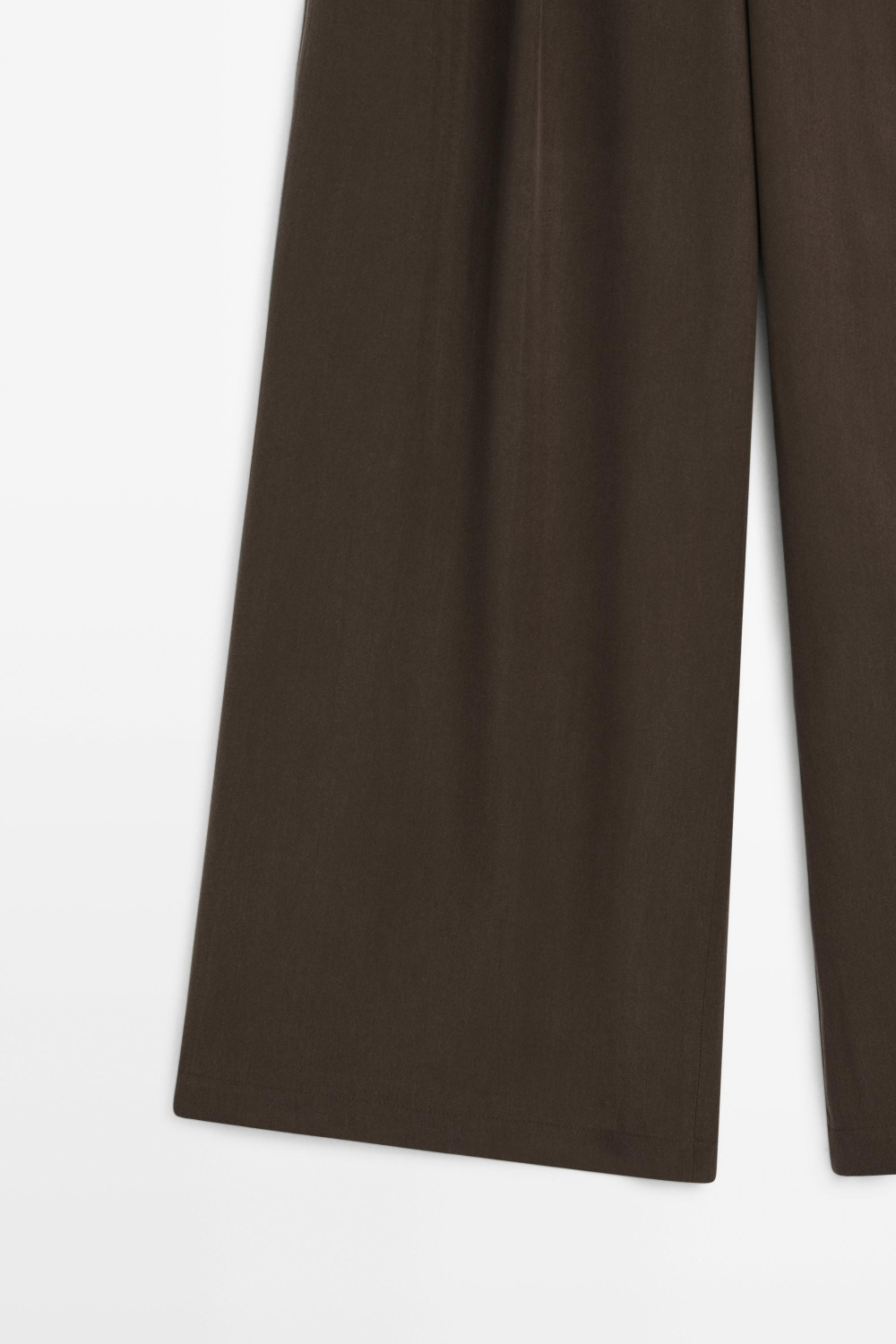 Massimo Dutti Брюки палаццо из струящейся ткани с защипами, коричневый