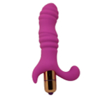 Розовый рельефный вибромассажёр для стимуляции точки G - 12 см.