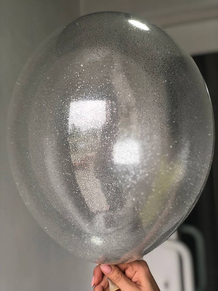 Воздушный шар с наполнением конфетти Мелкие блёстки серебро ПАЛИТРА №4168
