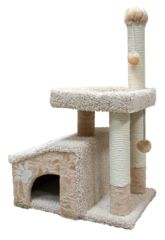 Зооник комплекс д/кош.,с домом и большой лежанкой,мех одн.+ковролин высоковорсный беж (640*470*1030)