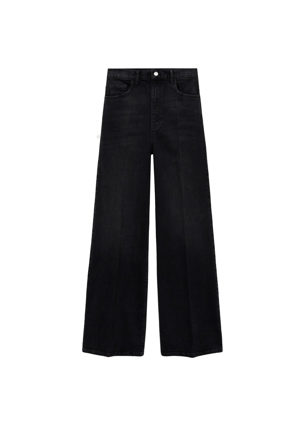 Джинсы с широкими штанинами и высокой посадкой