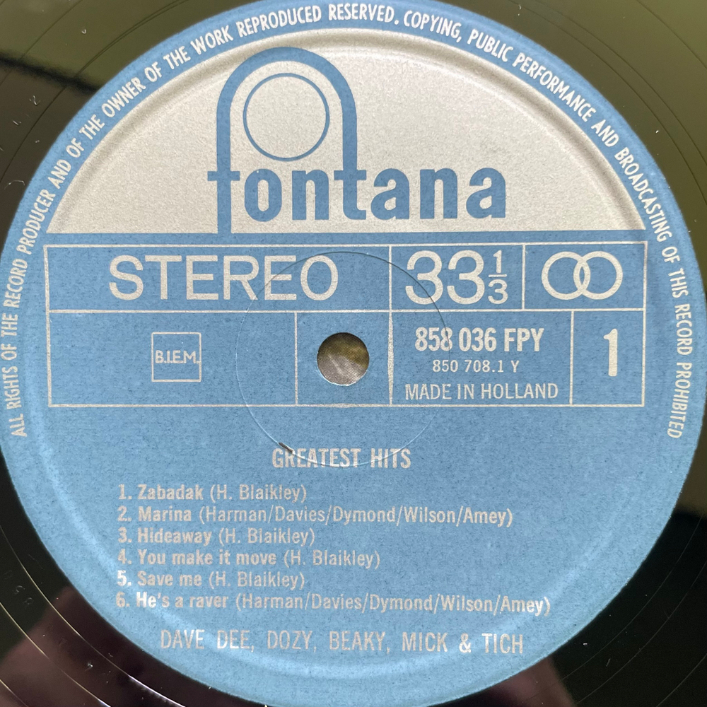 Dave Dee, Dozy, Beaky, Mick & Tich ‎– Greatest Hits (Голландия 1967г.)