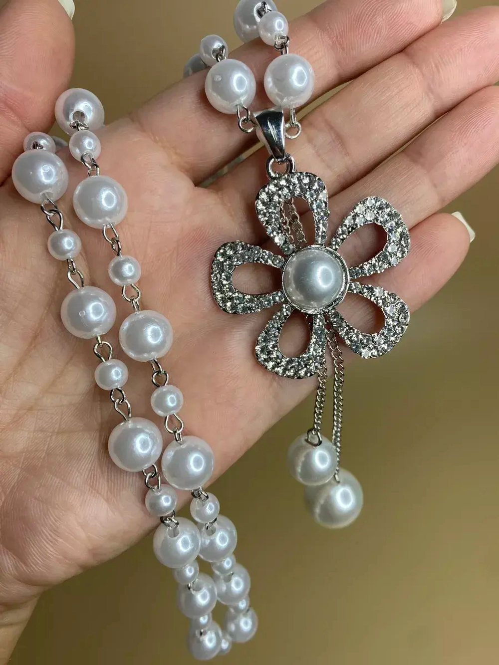 Длинное ожерелье с искусственным жемчугом бусы с подвеской