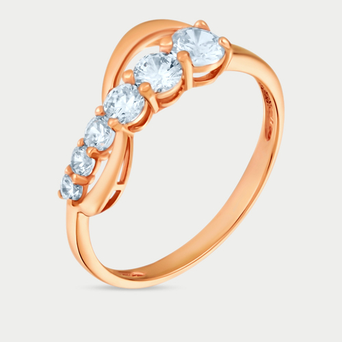 Кольцо женское из розового золота 585 пробы с фианитами (арт. К3560)
