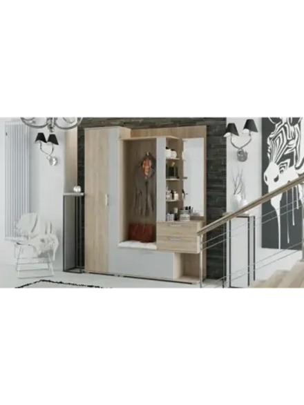 Прихожая с зеркалом Дуб Сонома 164х36х200