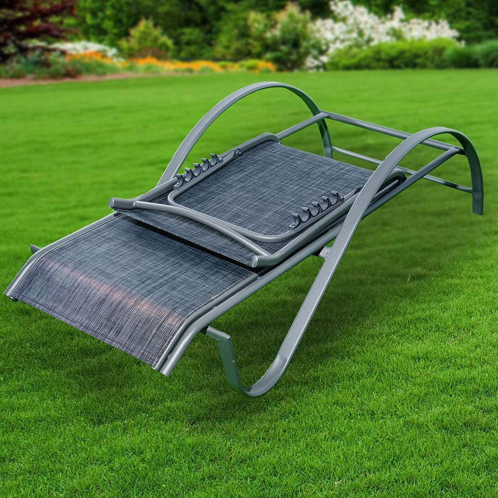 Шезлонг пляжный лежак 195х65.5х98 см, 100 кг, 5 положений спинки, Green Days, YTCT065-13