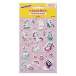 Наклейки зефирные "Единороги", многоразовые, 10х15 см, ЮНЛАНДИЯ, 661785