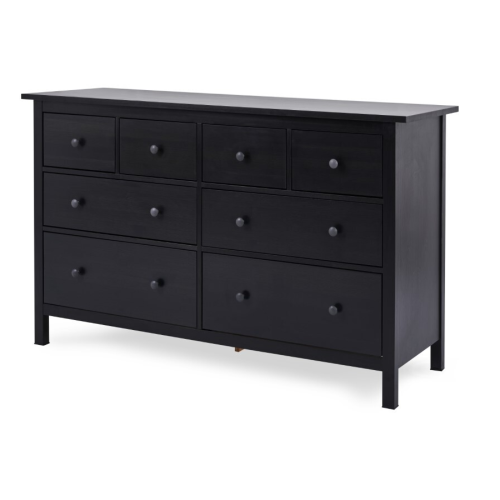 Комод с 8 ящиками деревянный, Хемнэс Hemnes/ Кымор, 160х50х96 см,черный