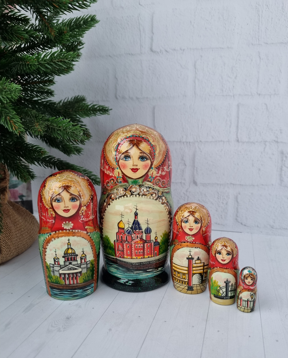 Матрешка Санкт-Петербург 15см 5 мест