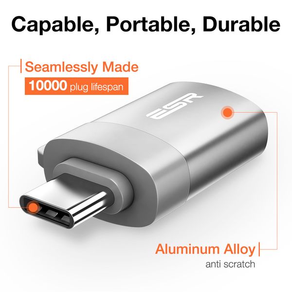 Адаптер ESR Converter USB-A/ Type-C USB 3,0 до 5 Гбит/с (серый)