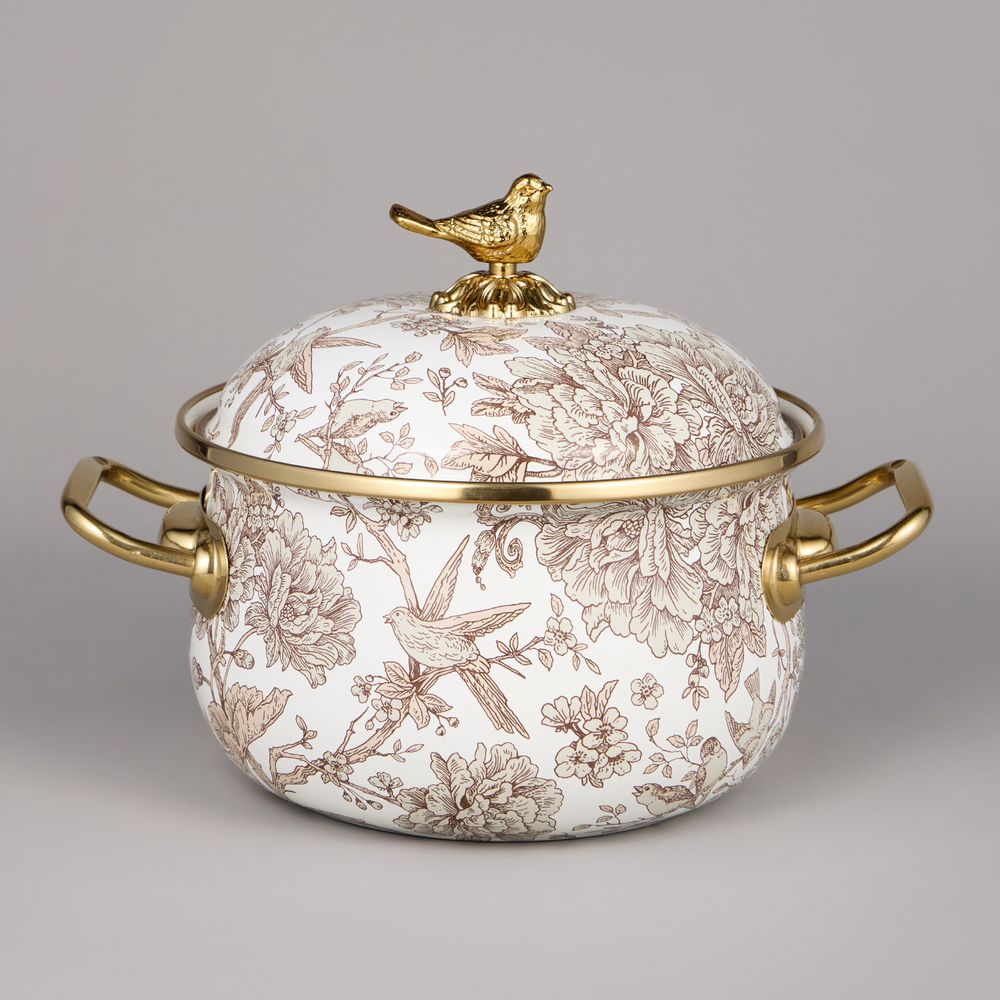 НАБОР КАСТРЮЛЬ AGNESS ЭМАЛИРОВАННЫХ СЕРИЯ "ROYAL GARDEN", 4ПР. 2,1Л И 3,8Л