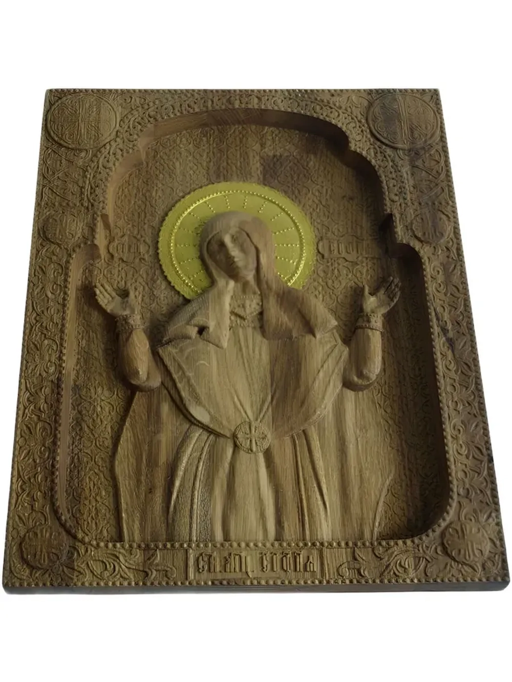 Освященная Икона Мученица София резная из массива дуба