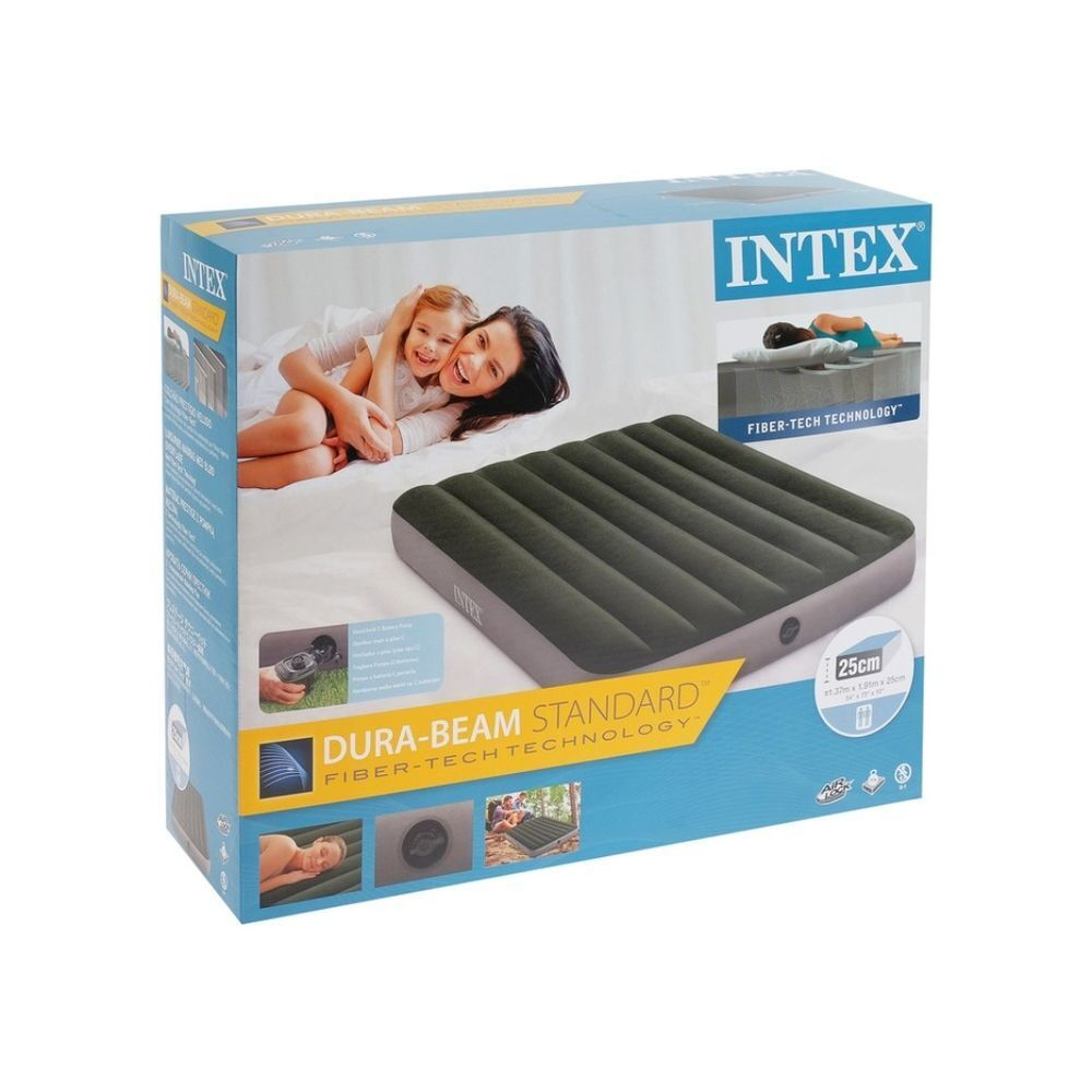 Матрас надувной Intex, 191х137х25 см, 64778, нас встроен, на батар, флок, 273 кг