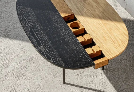 Журнальный столик Between S, 90х64х37 см, дуб/черный ясень