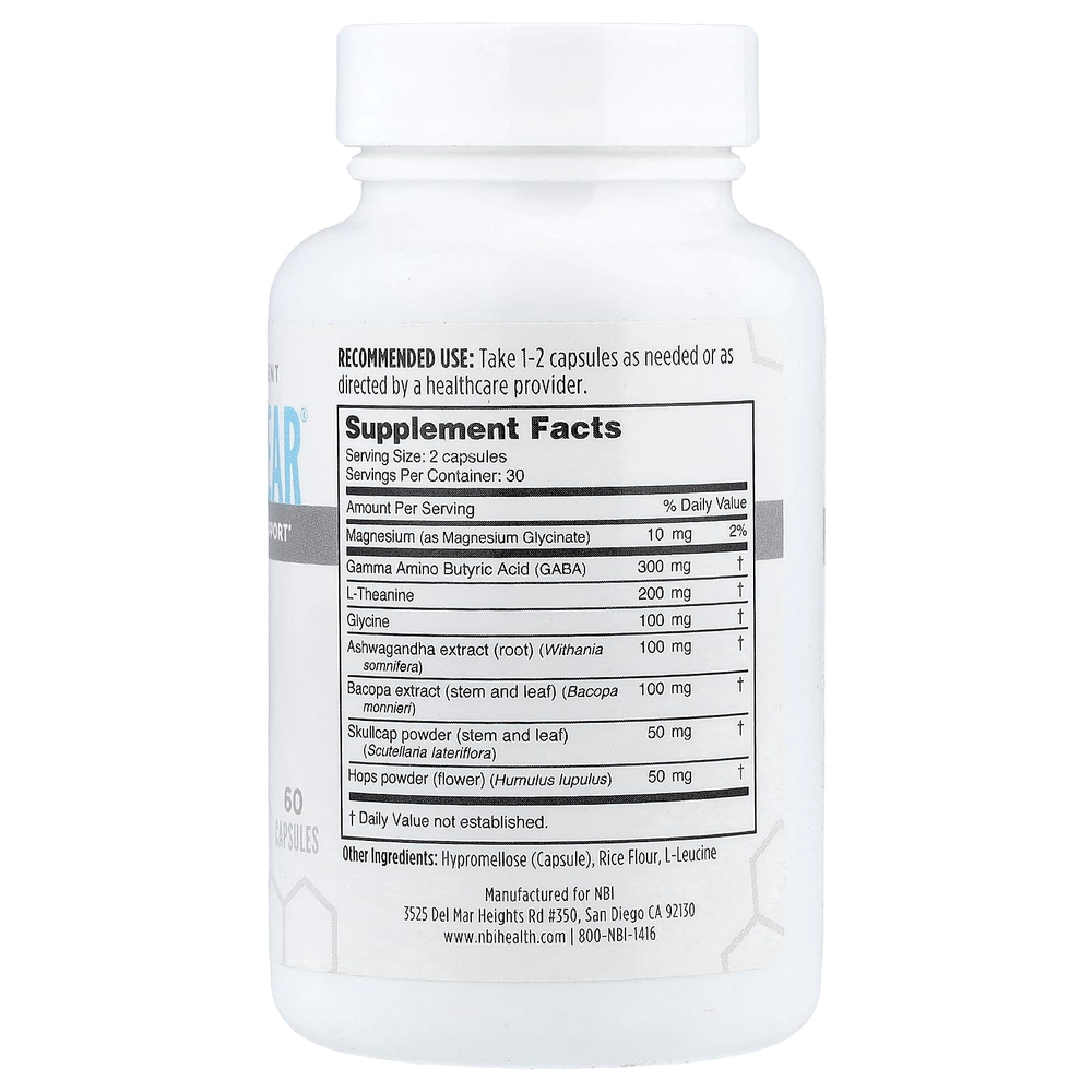 NBI, Calm + Clear®, средство от стресса и поддержки надпочечников, 60 капсул