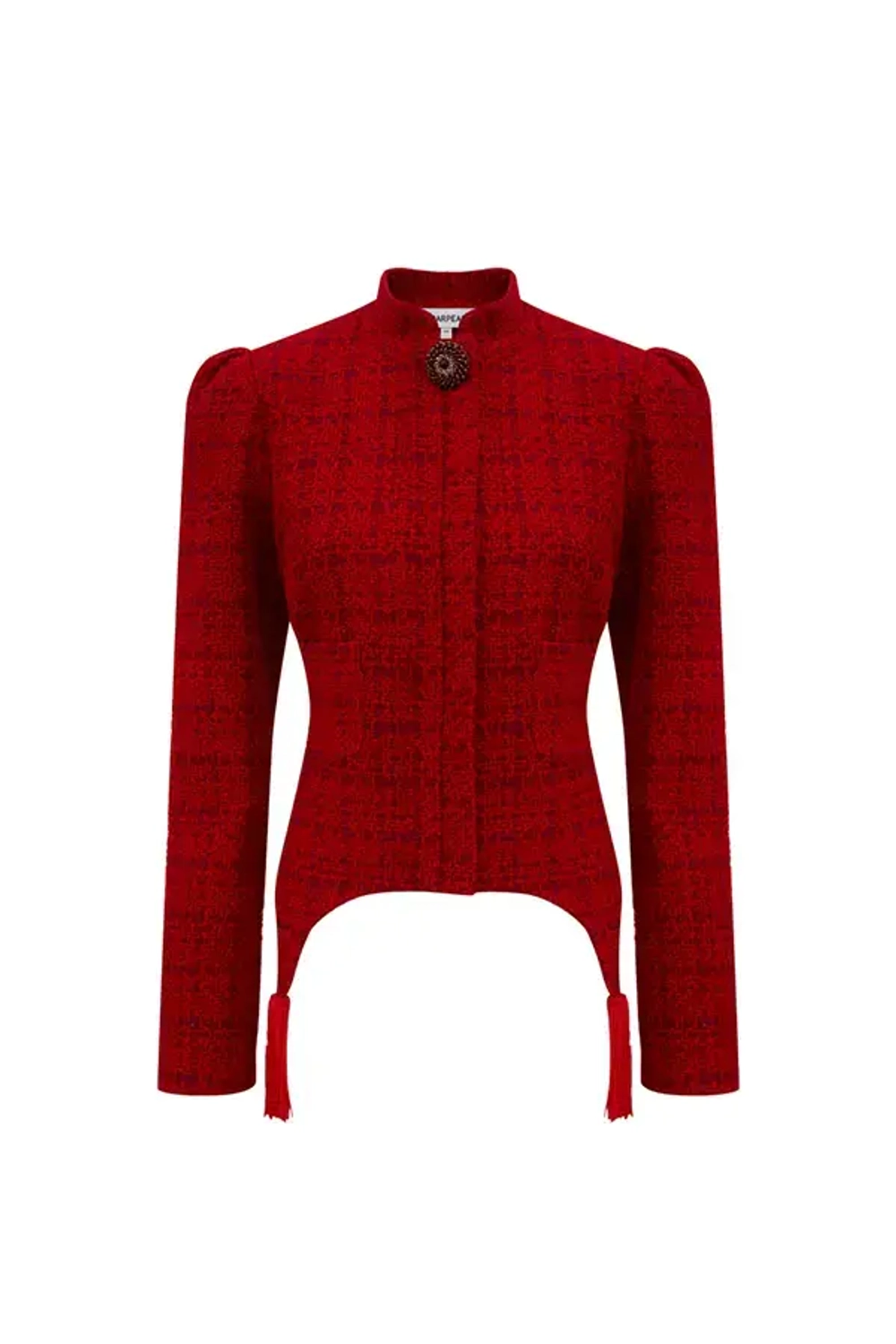 Жакет с кисточками красный