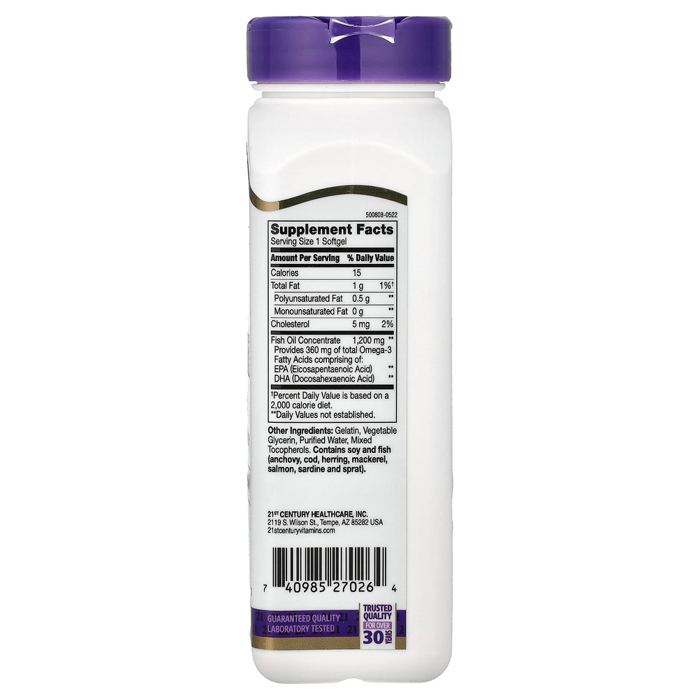21st Century, рыбий жир, 1200 мг, 90 мягких таблеток