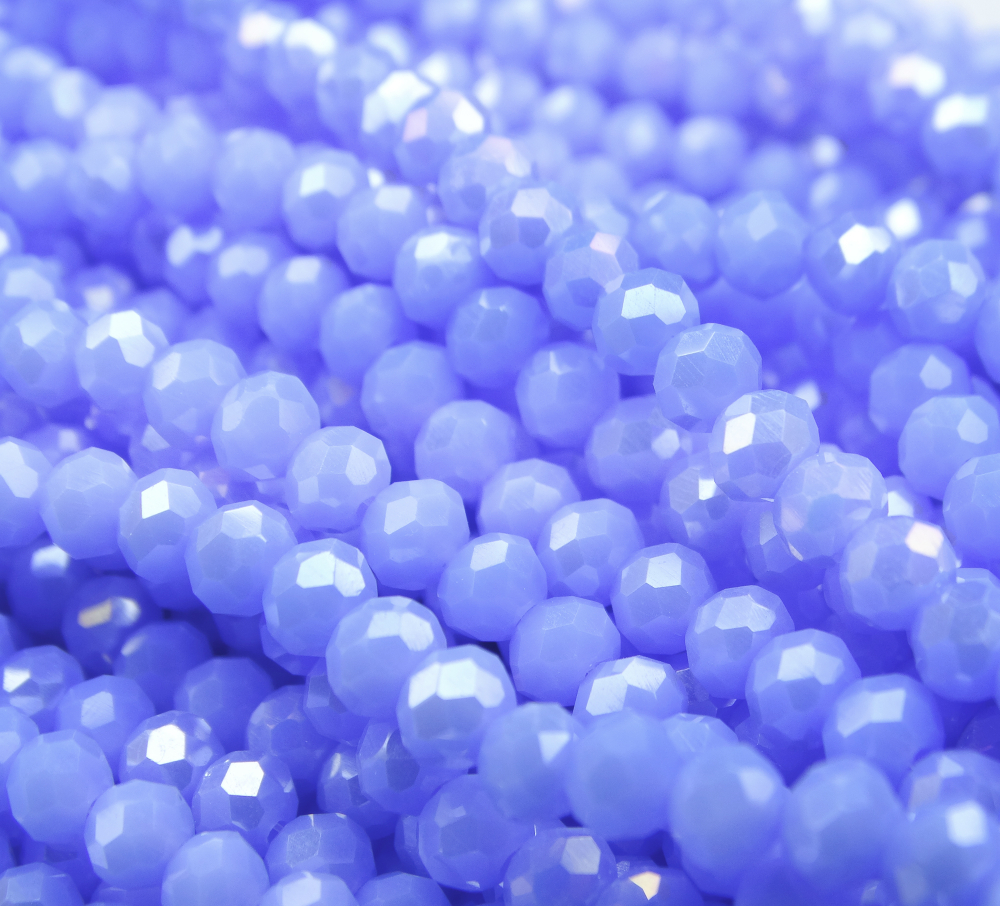 БН017ДС34 Хрустальные бусины "рондель", цвет: сиренево-голубой AB непрозрачный, 3х4 мм, 95-100 шт.