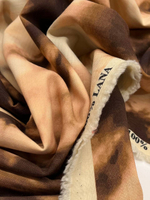 Шерсть плательно-блузочная сливочная с абстрактным коричневым узором