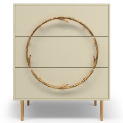 Комод Арт Колор matte Стайл Голд с 3 ящиками Серый шелк матовый