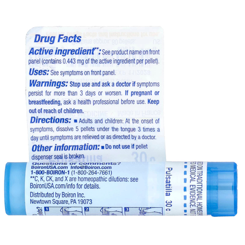 Boiron, Pulsatilla, 30C, облегчение холода, прибл. 80 гранул