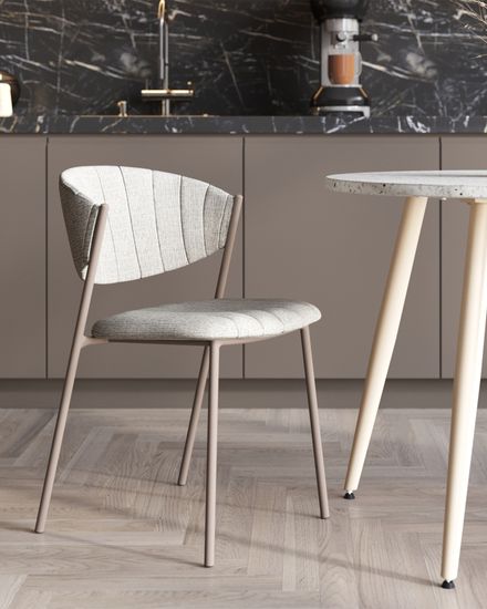 Стул Харпер ткань рогожка серо-голубой каркас серый матовый