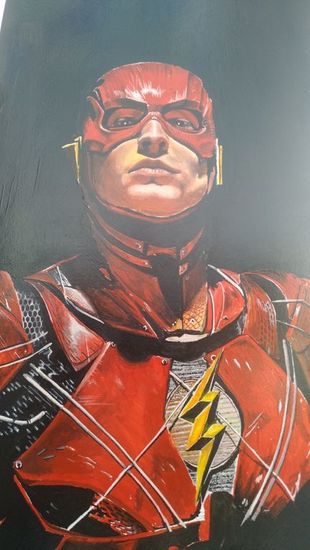 Современная картина авторская на подрамнике "Флэш Лига Справедливости"