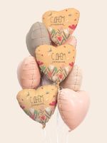 Шар (19''/48 см) Сердце, С Днем Рождения (цветы и ласточки), 1 шт.