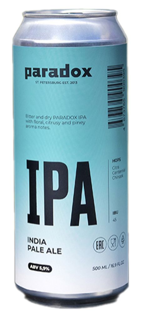 Пиво Парадокс ИПА / Paradox IPA 0.5 - банка