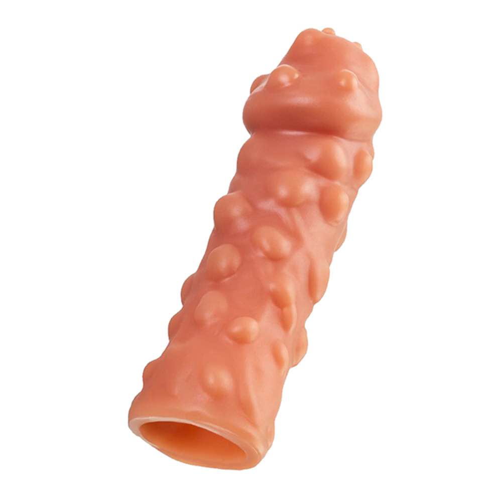 Телесная насадка на член 16,5см покрытая пузырьками Kokos Penis Sleeve 001 L Size