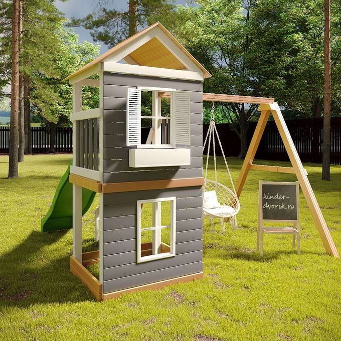 Детский игровой комплекс с качелями гнездо "Домик Марсель"