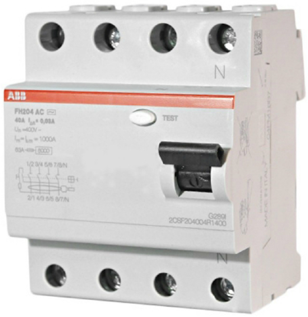 Выключатель дифференциального тока (ВДТ, УЗО)  ABB 2CSF204004R1400
