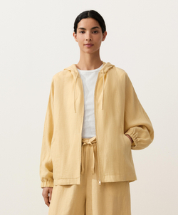 Oysho Куртка с капюшоном в полоску из 100% льна, светло-желтый