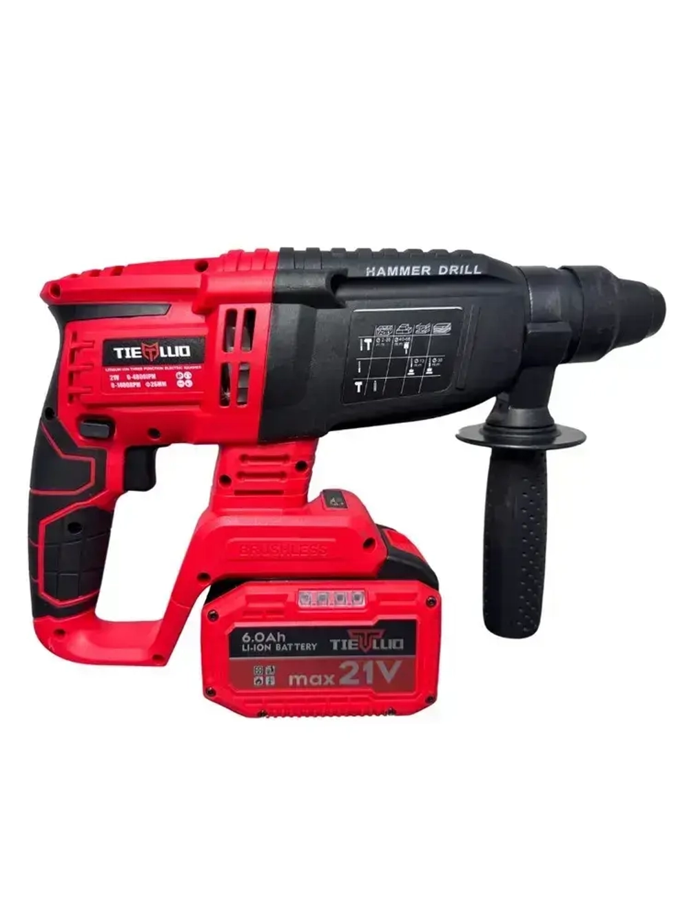 Набор 4в1 аккумуляторного инструмента TIELLIO: Перфоратор, УШМ, шуруповерт, гайковерт 3 АКБ LI-ION 6Ач