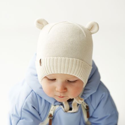 Шапка хлопковая однослойная с ушками "Молоко" на завязках 0+