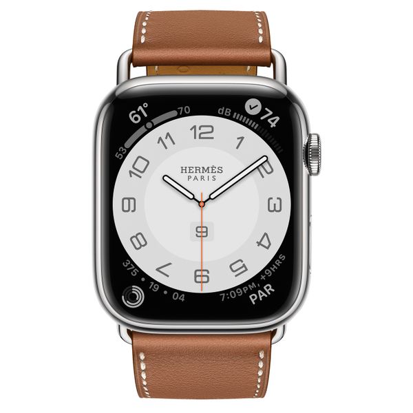 Умные часы Apple Watch Series 7 Hermès GPS + Cellular 45mm Silver Stainless Steel Case with Single Tour (Gold)