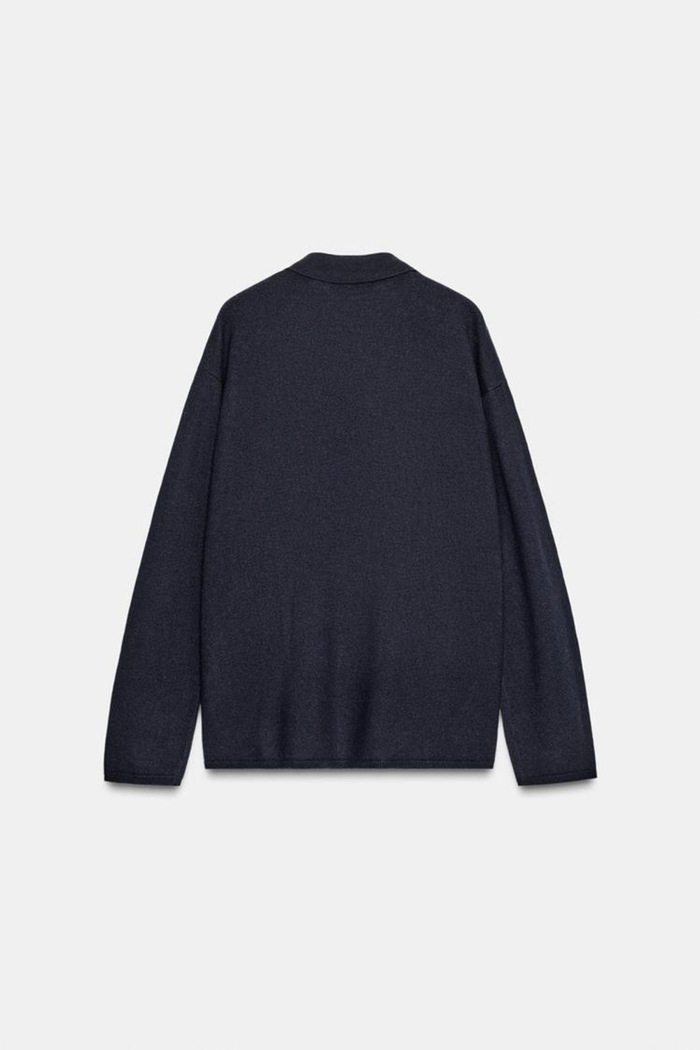 ZARА КАРДИГАН ПОЛО ОВЕРСАЙЗ ИЗ 100% СВЕРХМЯГКОЙ ШЕРСТИ, МОРСКОЙ СИНИЙ